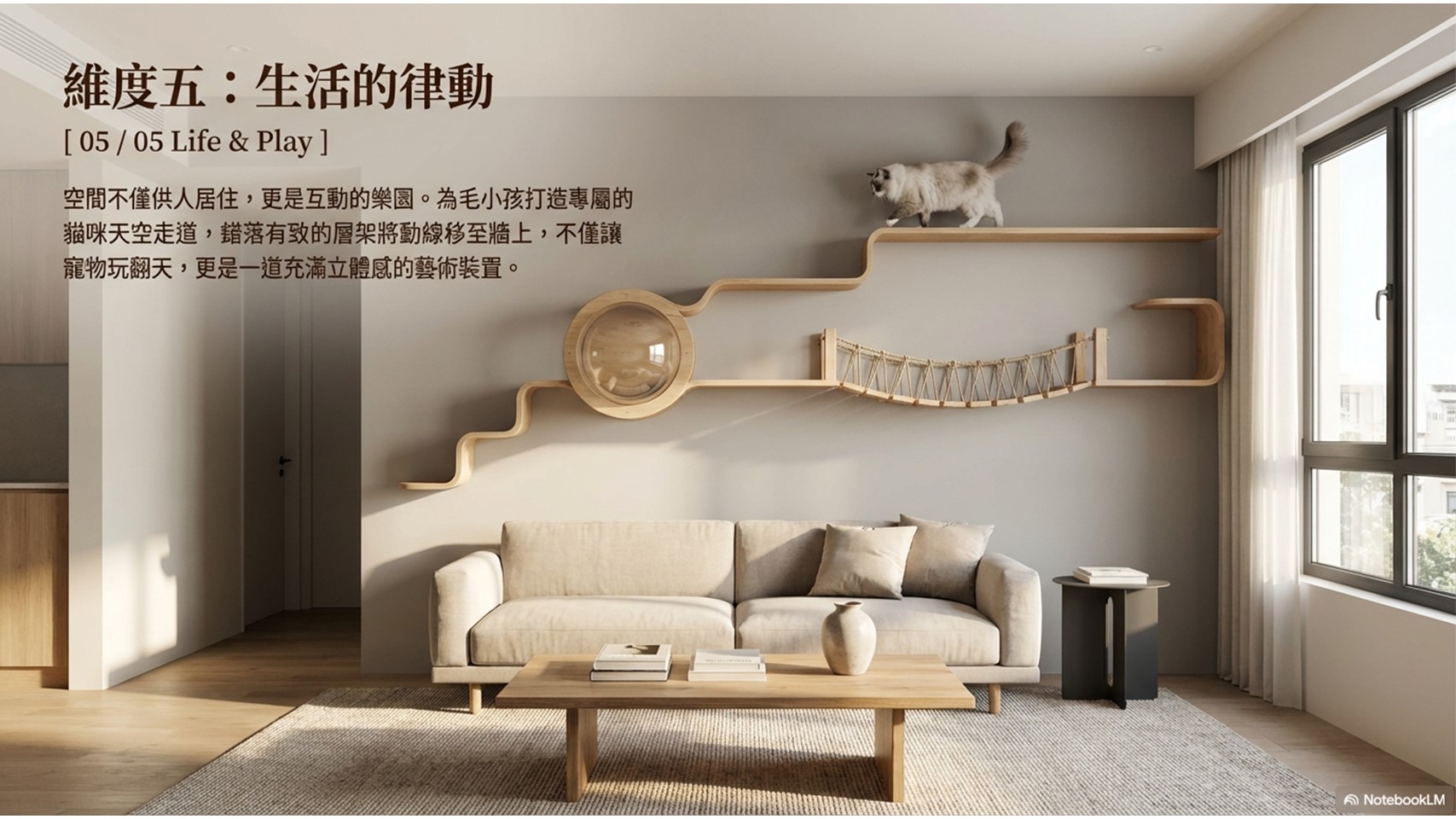 貓咪空間走道的牆面設計